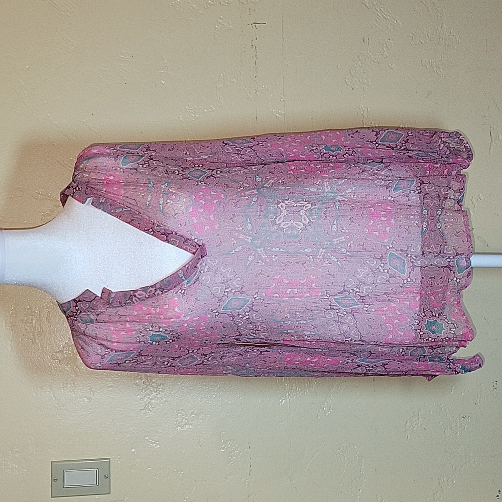 Ella Moss | 100% Silk Sheer Summer Top Medium Paisley Gypsy